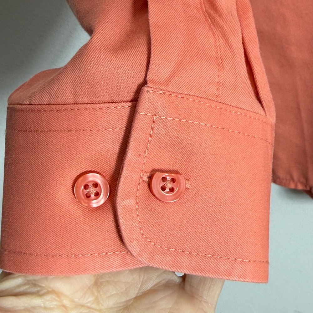 Wrangler 20X Mens Button Down Shirt Size L Salmon Coral Orange Western Cowboy - Picture 4 of 10
